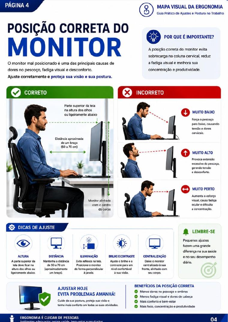 Posição correta do monitor