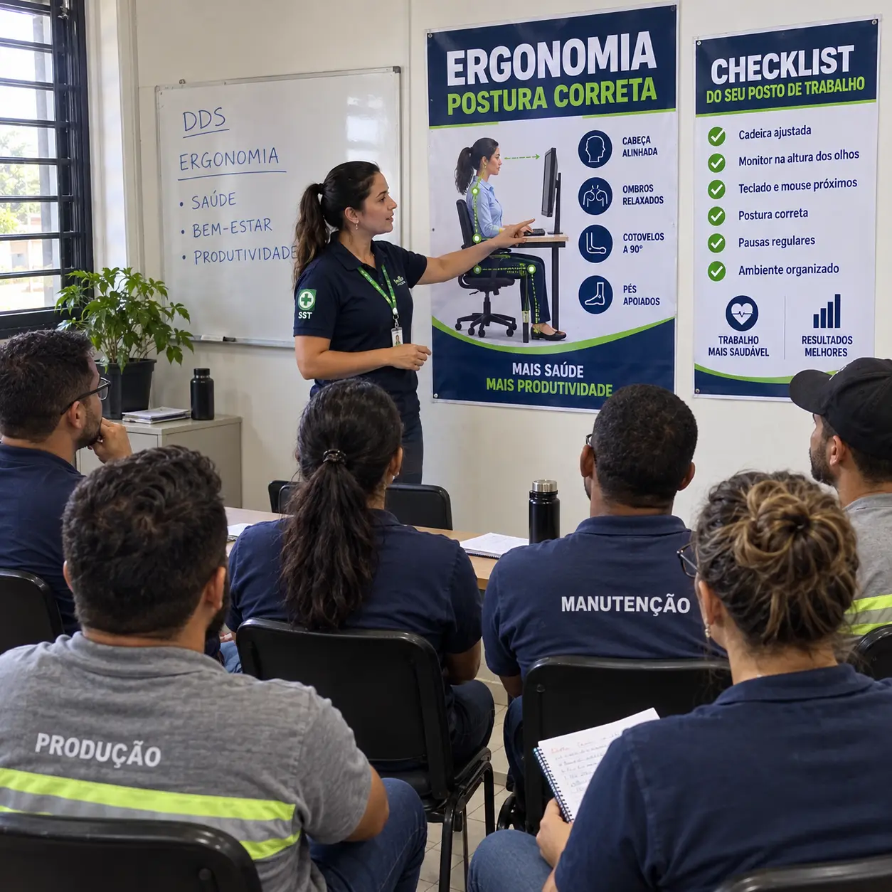Treinamento de ergonomia apresentado para os colaboradores