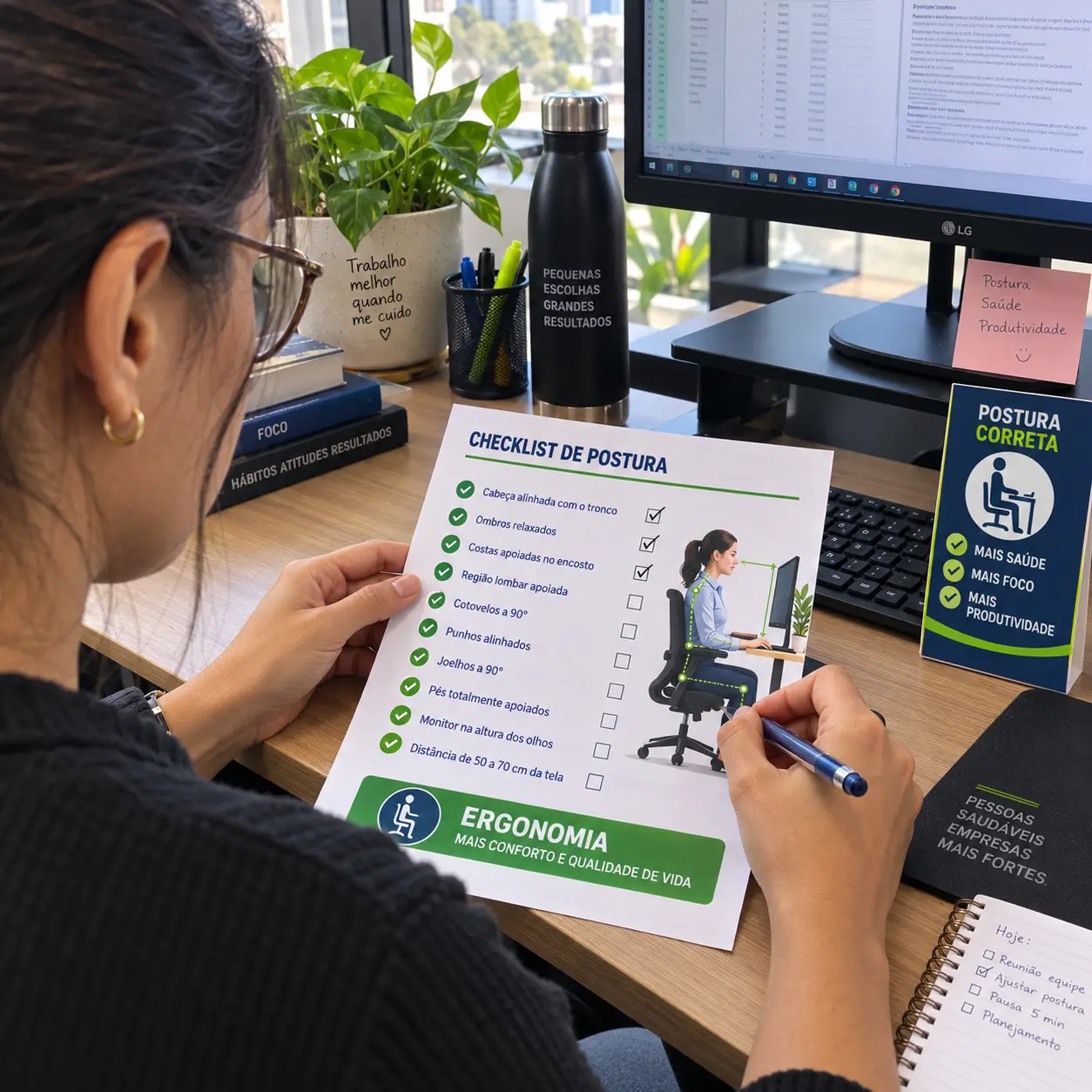 Checklist de ergonomia aplicado individualmente no posto de trabalho