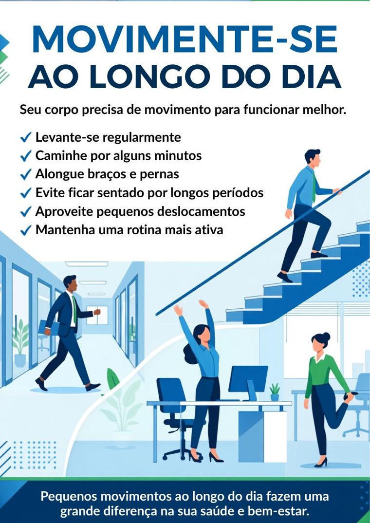 Cartaz sobre movimentar-se ao longo do dia