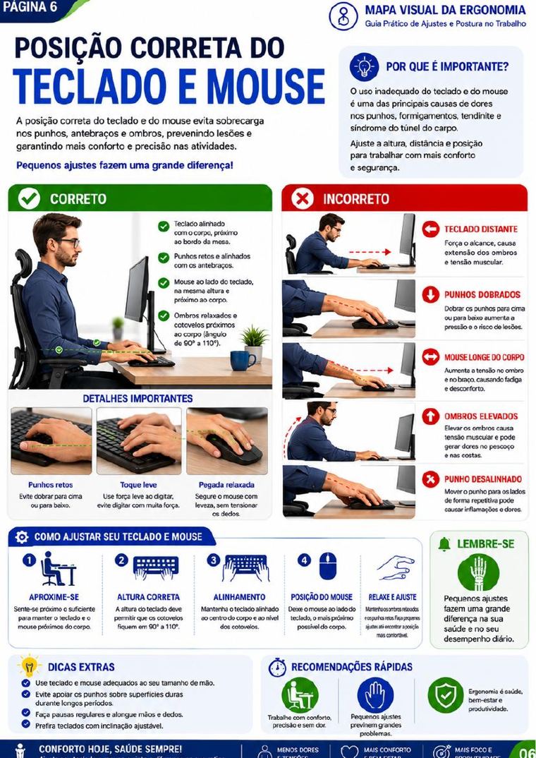 Posição correta do teclado e mouse