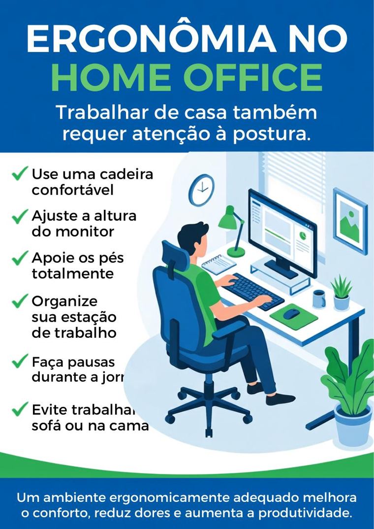 Cartaz sobre ergonomia no home office