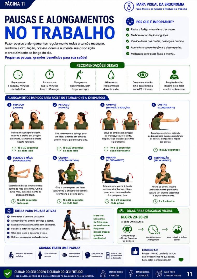 Pausas e alongamentos no trabalho