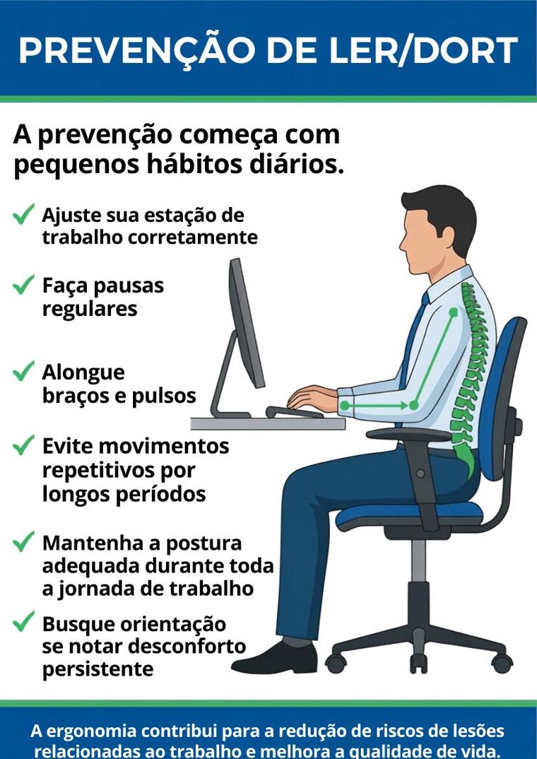 Cartaz sobre prevenção de LER e DORT
