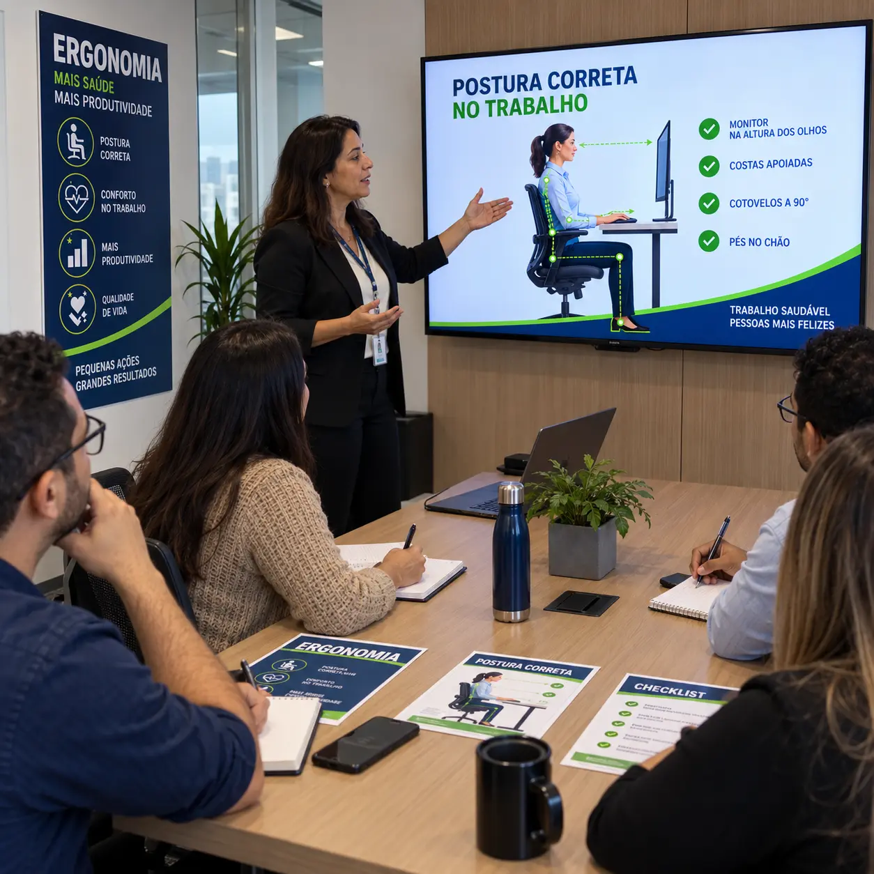 Apresentação do material de ergonomia para a equipe de Recursos Humanos