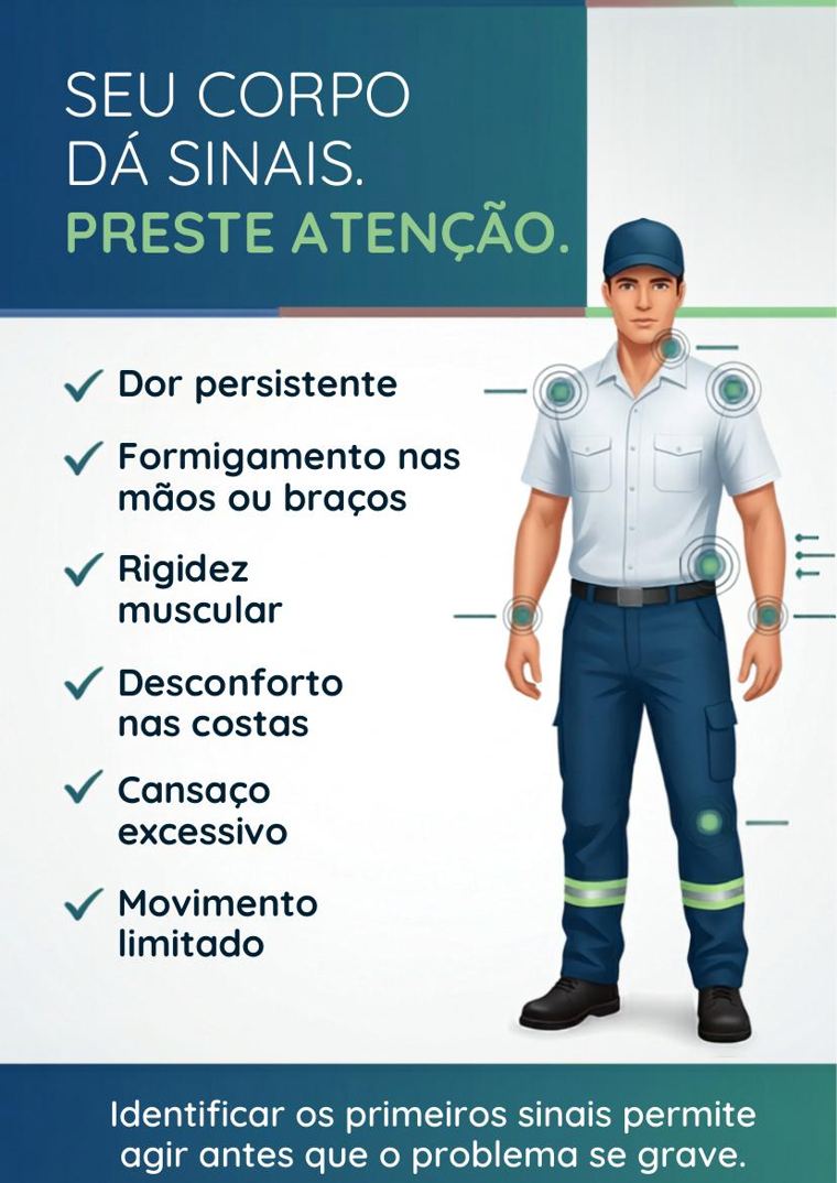 Cartaz sobre sinais de alerta do corpo