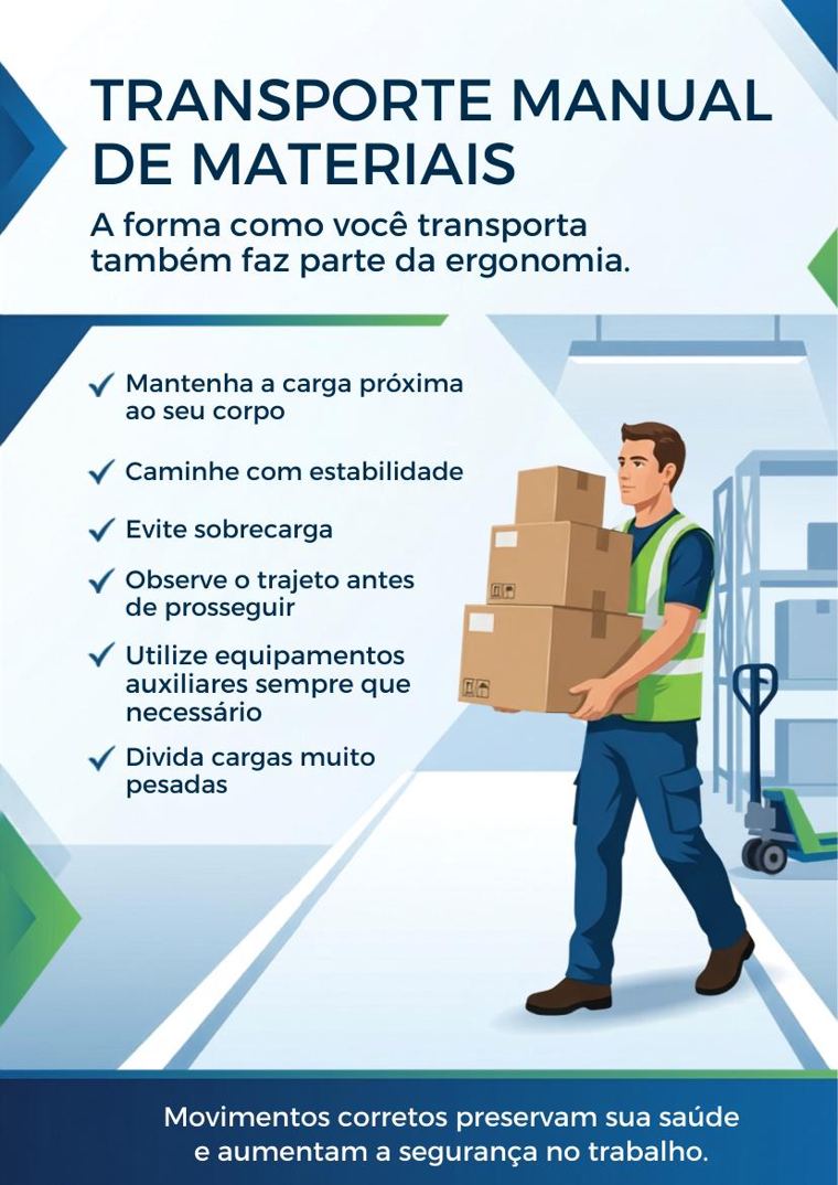 Cartaz sobre transporte manual de materiais